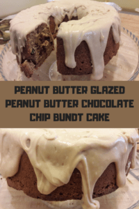 Read more about the article Peanut butter glazed peanut butter chocolate chip bundt cake