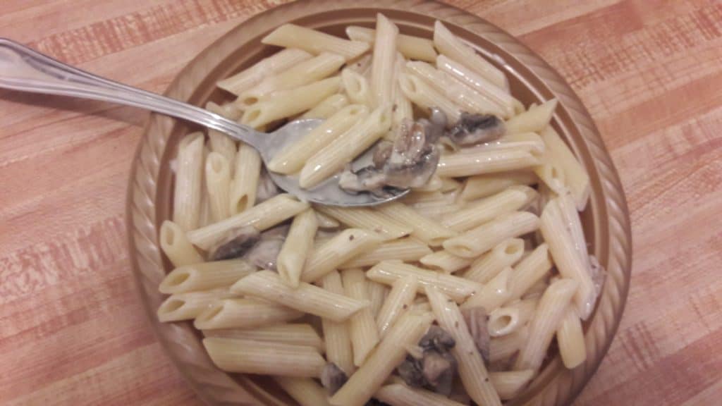 Pasta Alfredo with Mushrooms on a plate