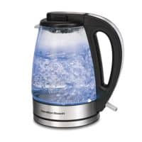 Hamilton Beach 40865 Glass Electric Kettle, 1.7-Liter, Brushed Metal